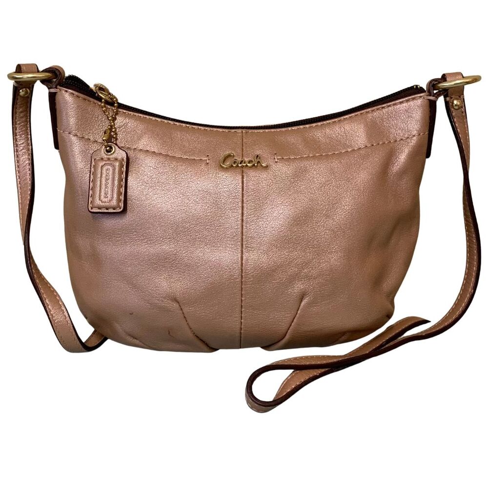 Coach Rose Gold / Bronze Leather Shoulder Bag Crossbody Purse - Picture 1 of 13